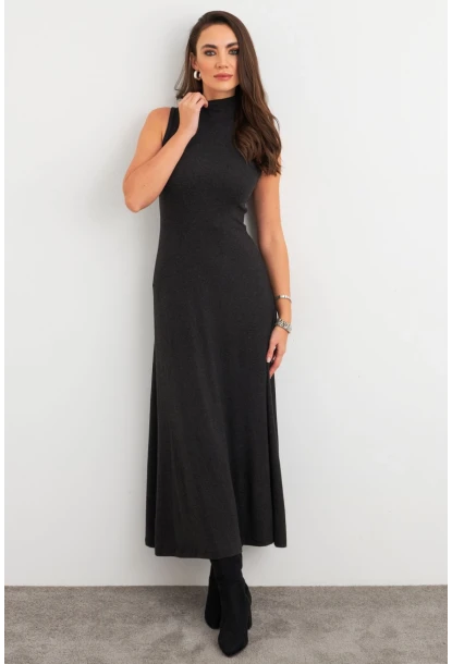 Kadın Antrasıt Basic Midi Elbise MEY3019