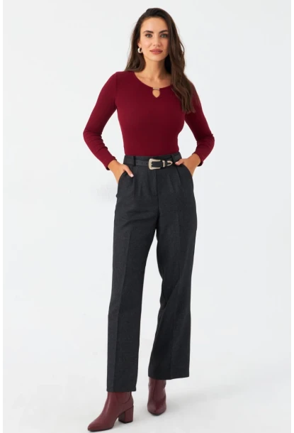 Kadın Antrasit Beli Lastikli Pantolon ELA6782