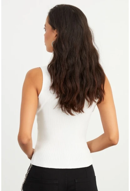 Kadın Beyaz Balıkçı Bluz YV97