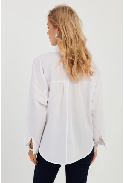 Kadın Beyaz Basic Gömlek ZER403