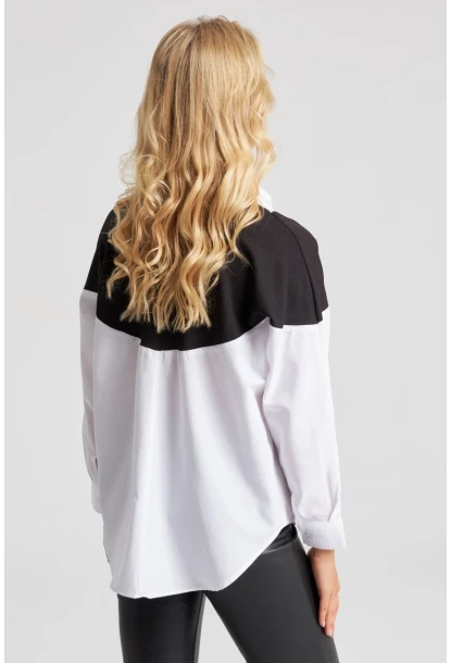 Kadın Beyaz Bloklu Gömlek ROT1005