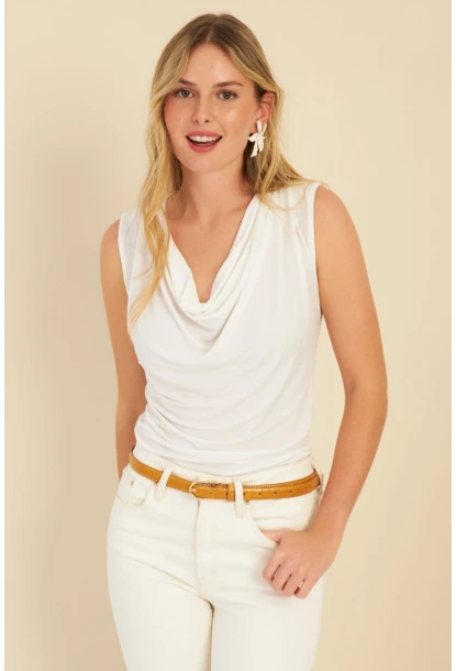 Kadın Beyaz Degaje Yaka Bluz YZ1020