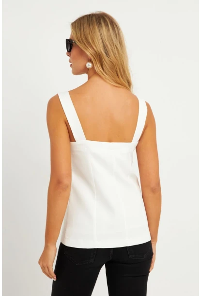 Kadın Beyaz Dokuma Bluz ZER406