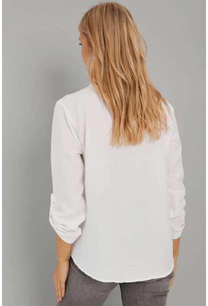 Kadın Beyaz Düğmeli Bluz BR1320