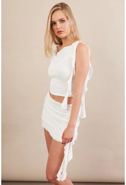 Kadın Beyaz Fırfırlı Dantel Takım EV112