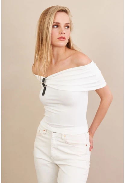 Kadın Beyaz Kemer Detaylı Bluz FRY2316