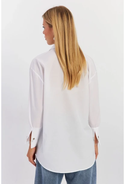Kadın Beyaz Metal Detaylı Gömlek ASF13