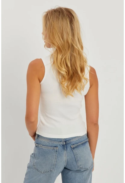 Kadın Beyaz Polo Yaka Kaşkorse Bluz MK10