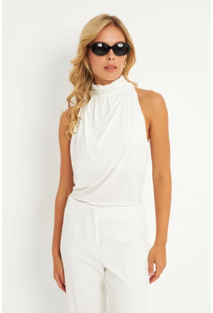 Kadın Beyaz Sırtı Düğmeli Bluz ELT3963