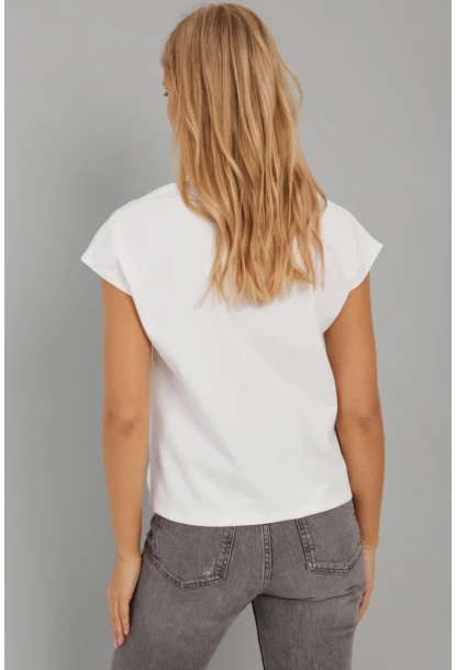 Kadın Beyaz V Yaka Bluz EY2742