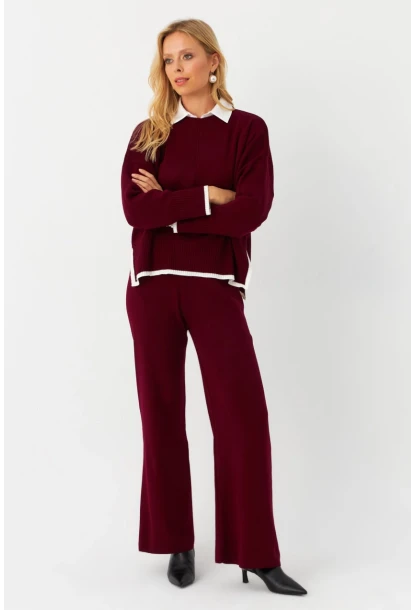 Kadın Bordo Alt Üst Triko Takım  MYİL12