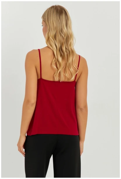 Kadın Bordo Askılı Bluz AYD269