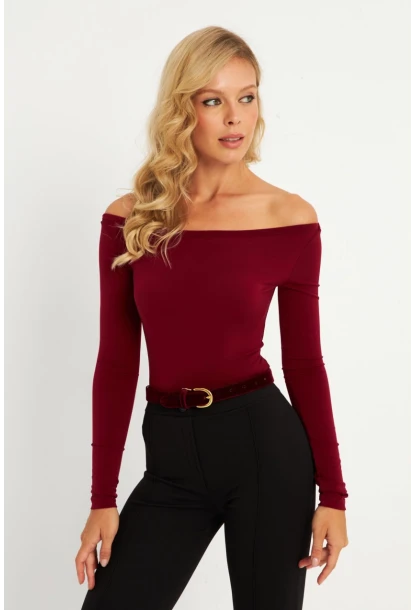 Kadın Bordo Bluz HOR13