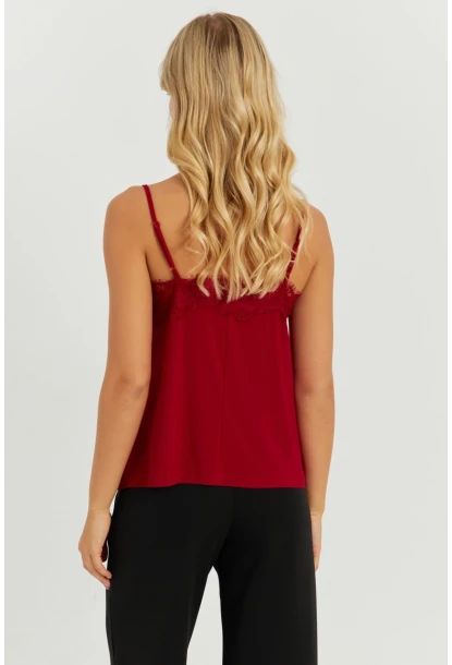 Kadın Bordo Dantel Detaylı Atlet AYD265