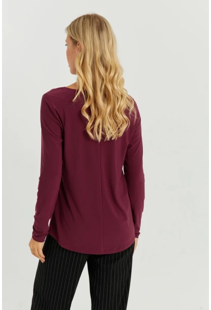 Kadın Bordo Dantel Detaylı Bluz AYD264