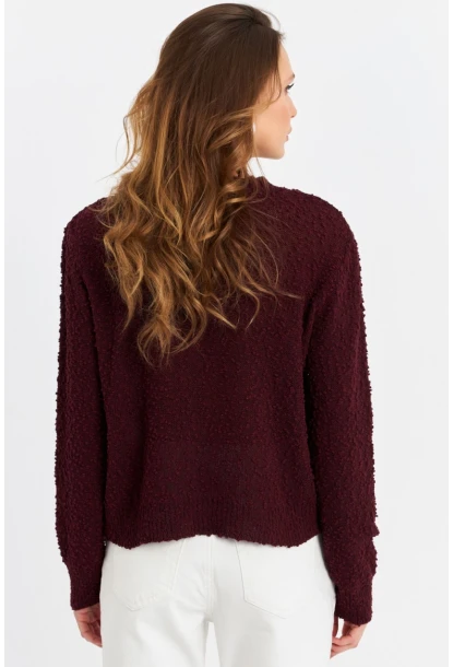 Kadın Bordo İpli Triko Hırka YV323