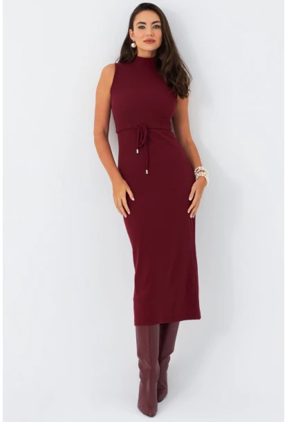 Kadın Bordo Kaşkorse Maxi Elbise MEY2924