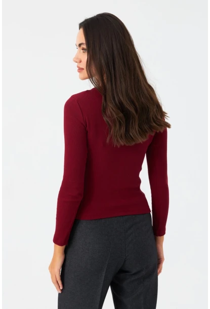 Kadın Bordo Önü Damla Kaşkorse Bluz GA100