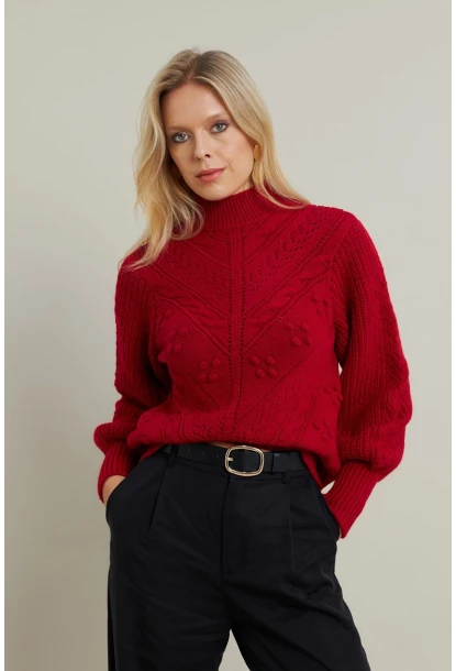 Kadın Bordo Triko Kazak MAYD18