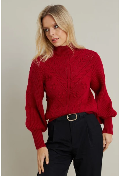 Kadın Bordo Triko Kazak MAYD18