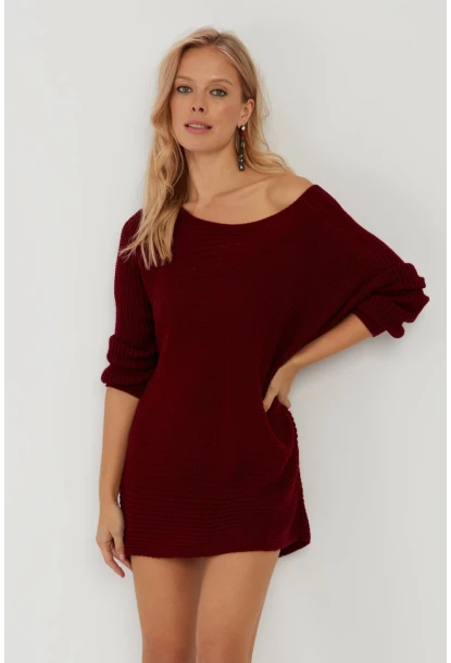 Kadın Bordo Triko Kazak SMT223