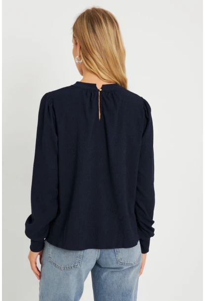 Kadın Bürümcük Bluz Lacivert AYD274