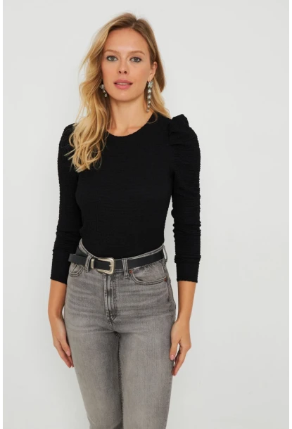 Kadın Bürümcük Bluz Siyah AYD284