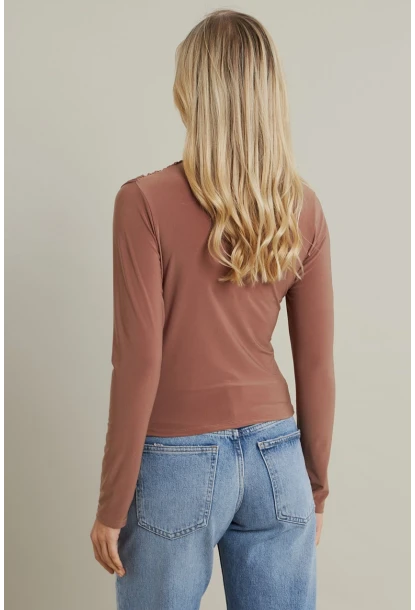 Kadın Camel Büzgülü Bluz ELT3568