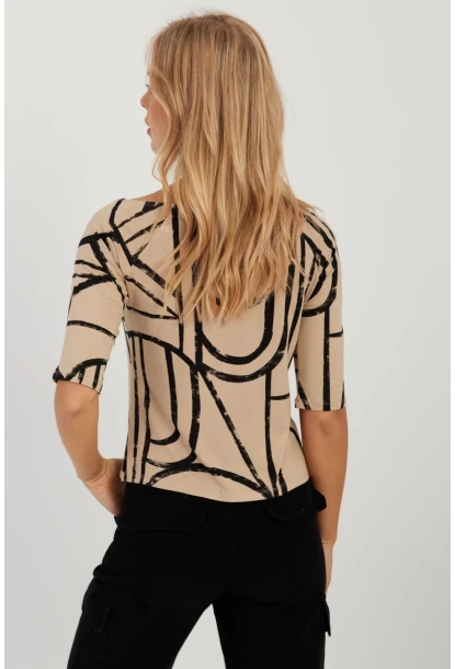 Kadın Camel Desenli Bluz AYD295