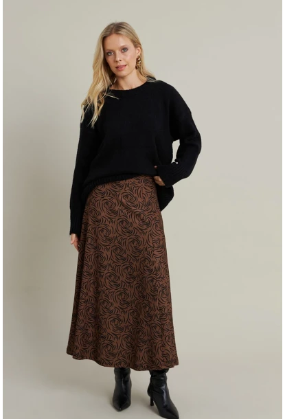 Kadın Camel Desenli Çan Etek MLON3007