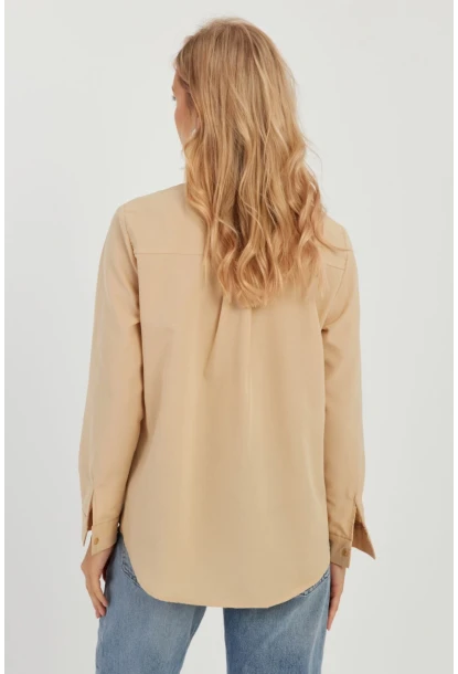 Kadın Camel Taş Detaylı Gömlek ZER402