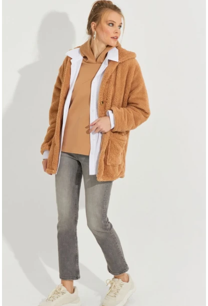 Kadın Camel Teddy Ceket Q980