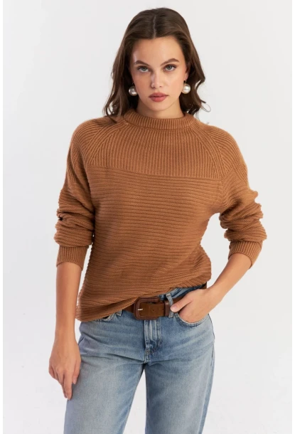 Kadın Camel Triko Kazak NUV39