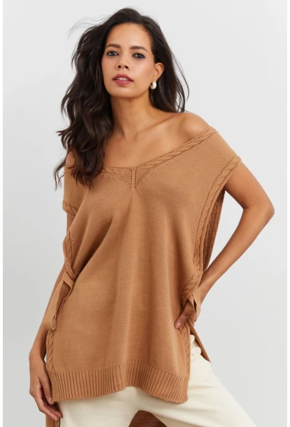 Kadın Camel Triko Süveter YV103