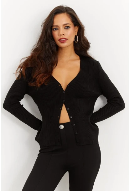 Kadın Düğmeli Triko Hırka YV94