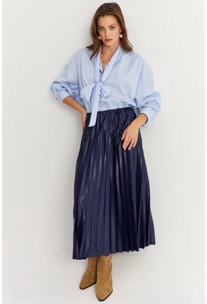 Kadın Eflatun Beli Lastikli Pilise Etek MGÇ190