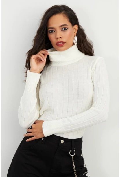 Kadın Ekru Balıkçı Kazak YV99