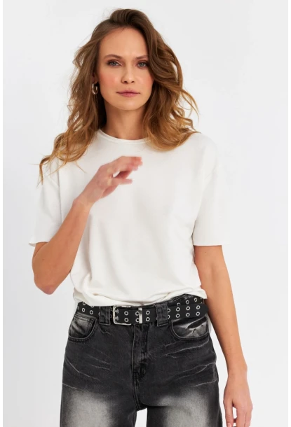 Kadın Ekru Basic Bluz RSP863