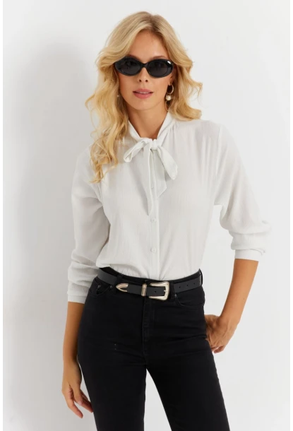 Kadın Ekru Bürümcük Gömlek EY2899