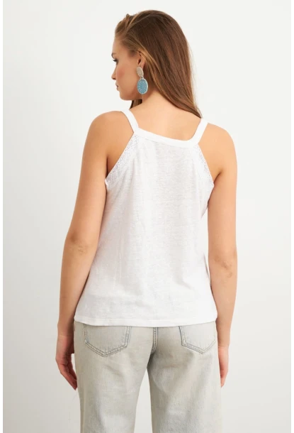 Kadın Ekru Dokuma Şeritli Bluz RX450