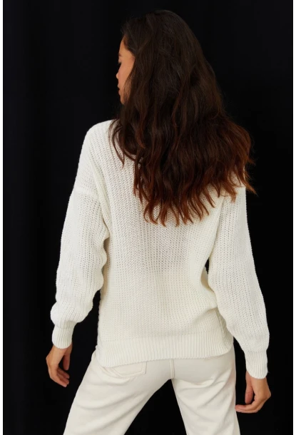 Kadın Ekru Düğümlü Triko Bluz MSS118