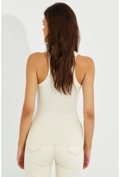 Kadın Ekru Halter Yaka Bluz LPP1233