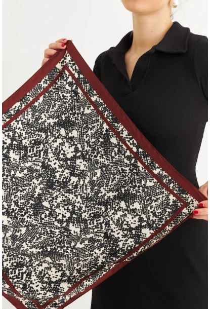 Kadın Ekru-Kahve Saten Fular FİR100