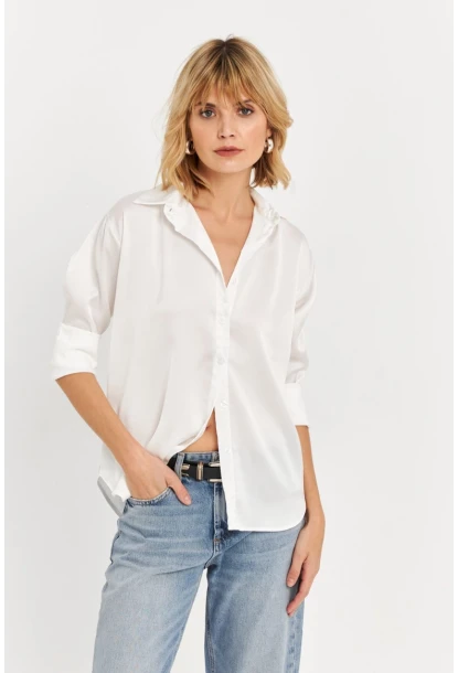Kadın Ekru Saten Gömlek ELT8051