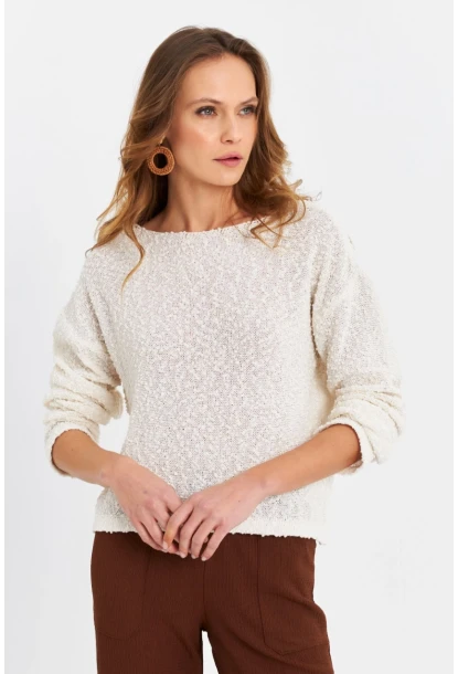 Kadın Ekru Triko Bluz YV322