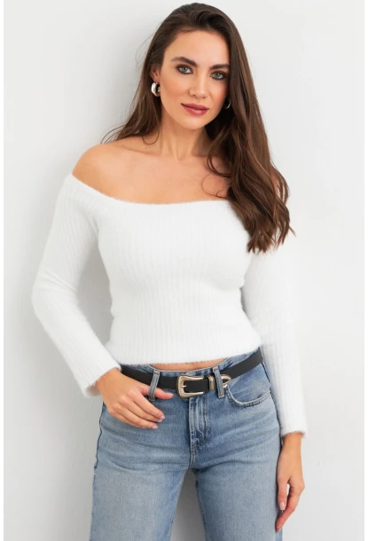 Kadın Ekru Yumuşak Dokulu Bluz SE7