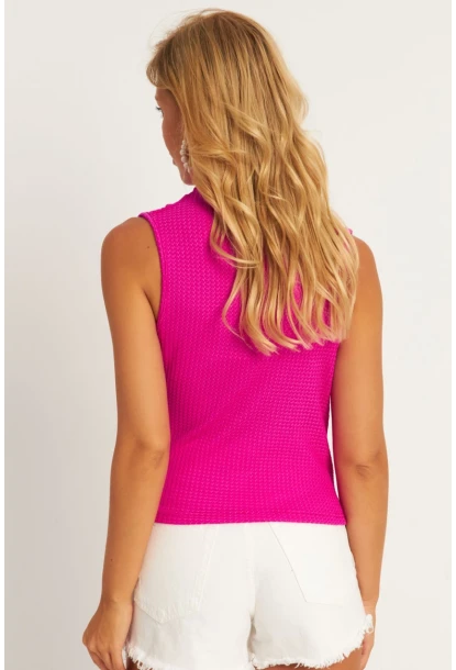 Kadın Fuşya Büzğülü Bluz HC1452