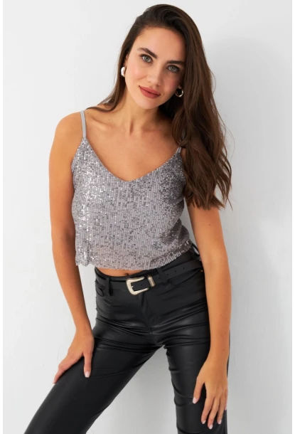 Kadın Gri Payetli Büstiyer SHR10