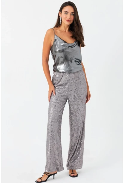 Kadın Gri Payetli Pantolon SHR8