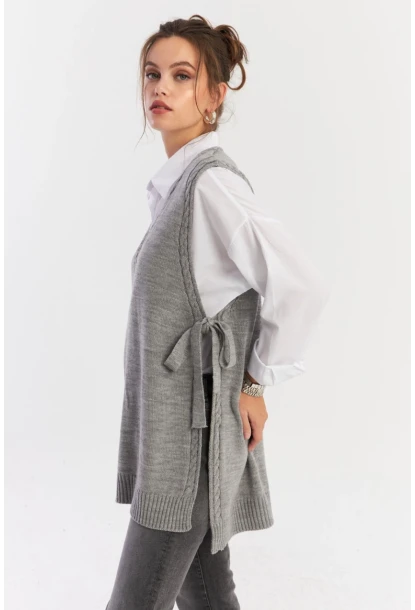 Kadın Gri Triko Süveter YV103